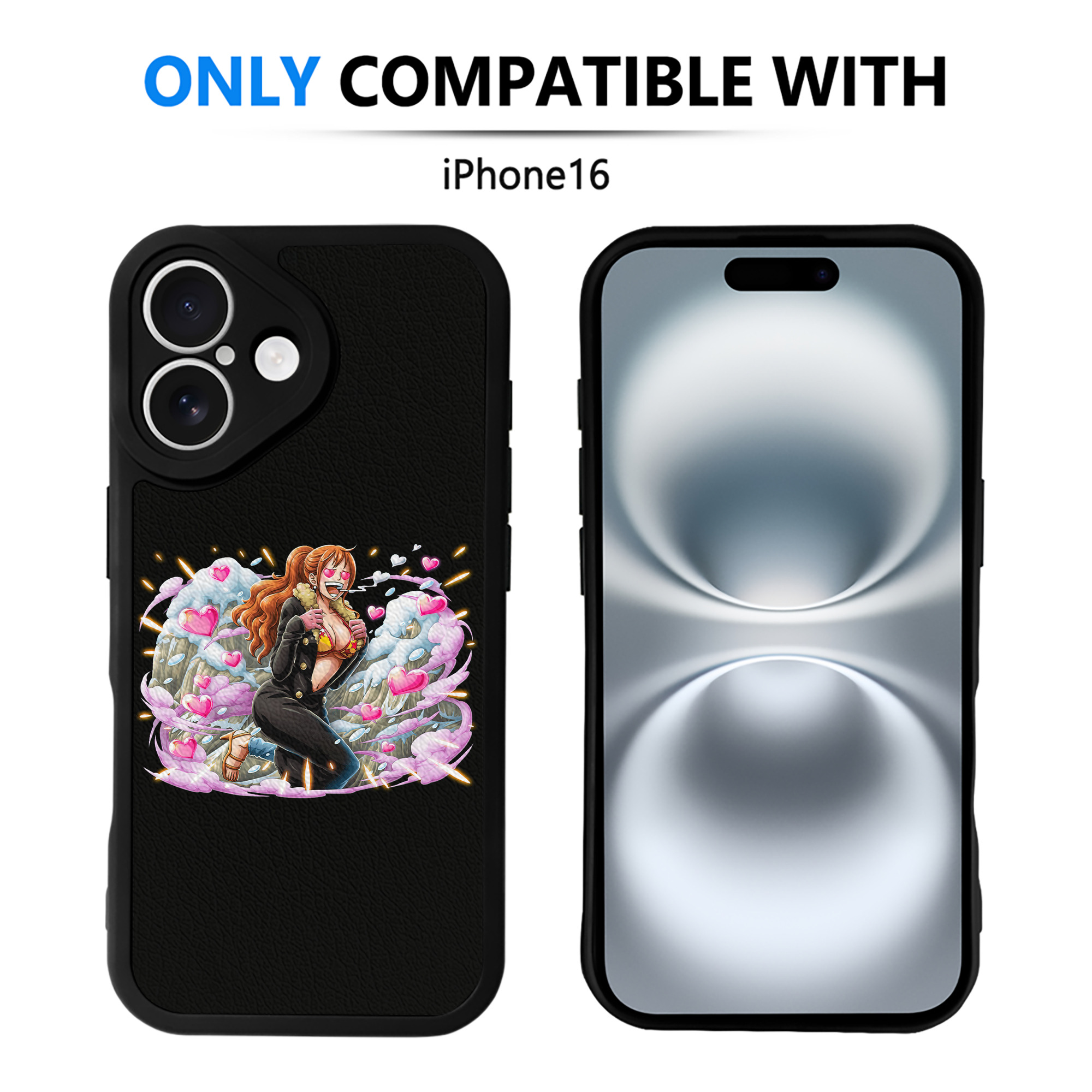 （画像用） ワンピース ナミ ONE PIECE Nami 【iPhone 16シリーズ対応】シリコンスマホケース（レザー調） 材質：シリコン